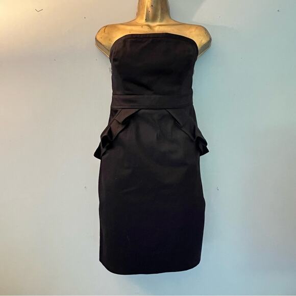 Strapless Mini black dress with pockets - J Crew built in bra Sz 4 - Picture 1 of 7